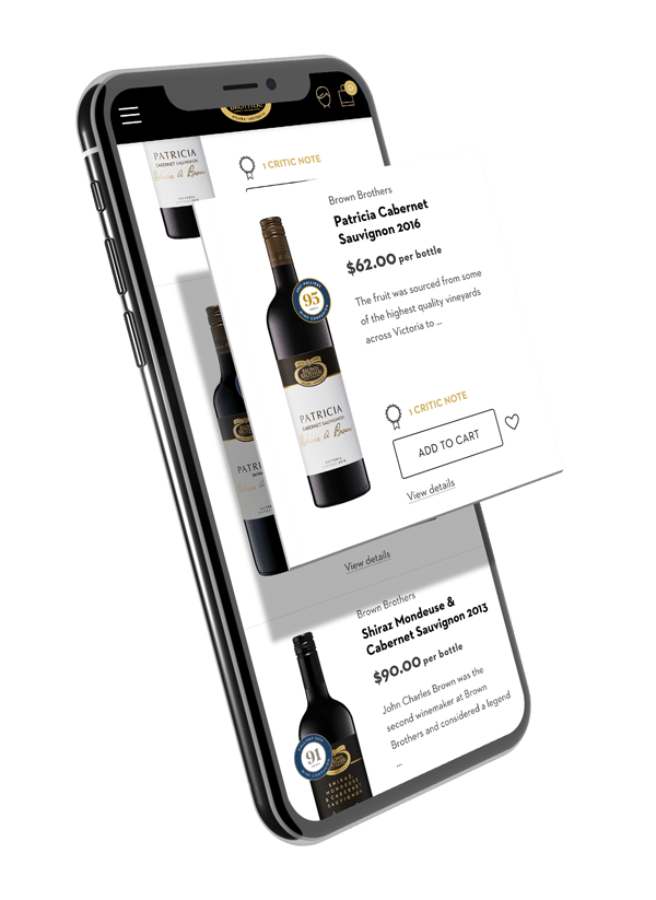Screenshot of Brown Brothers Wine app. Big Picture Group helped streamline their brands and inventory.